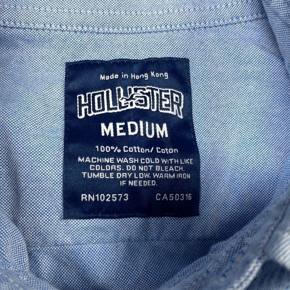 Vintage Hollister Blue Button Down Shirt Blue Label Hong Kong Medium - Picture 3 of 3